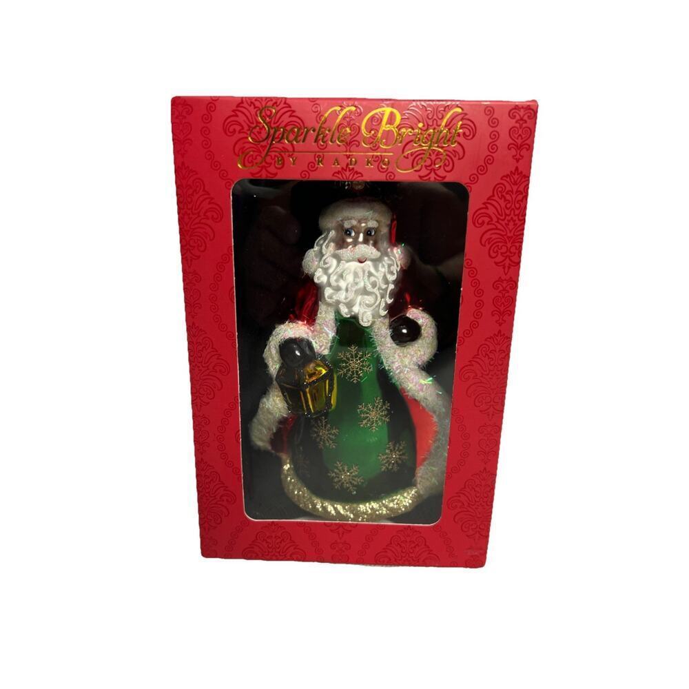 Christopher Radko Sparkle Bright Noel Splendor Santa Lantern Glass Ornament